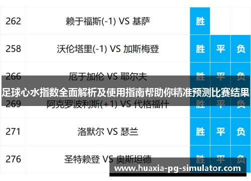 足球心水指数全面解析及使用指南帮助你精准预测比赛结果 足球心水指数全面解析及使用指南帮助你精准预测比赛结果